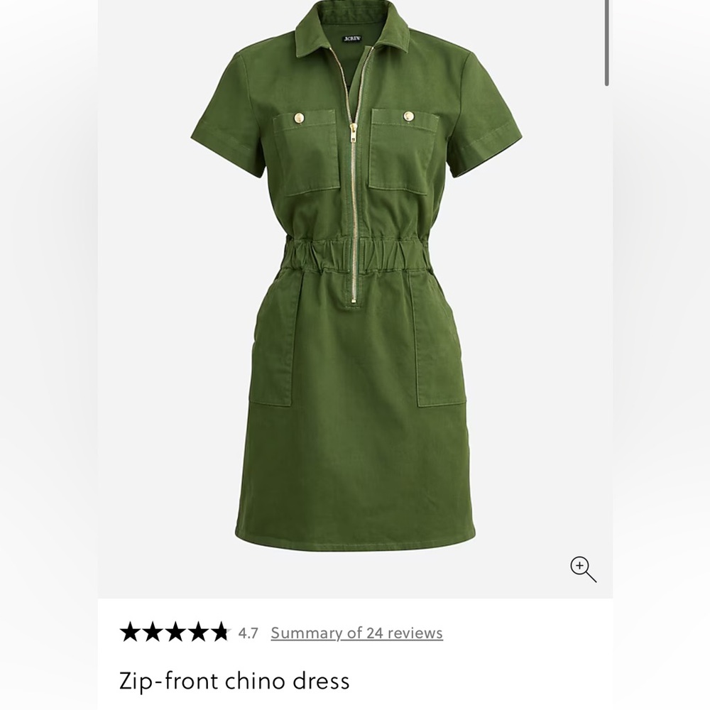 J crew Zip Front Chino Dress Khaki size 22